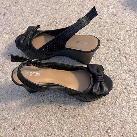 Apt.9 Miranda Black Open Toe Wedge Pumps - HOLD - Picture 9 of 12